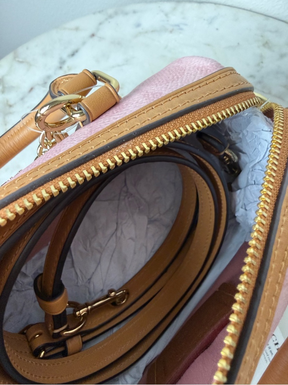 Coach Mini Rowan Crossbody Bag In Signature Canvas CEK79 Powder Pink Brown NWT - Picture 13 of 13